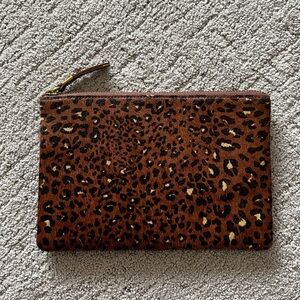 Madewell The Leather Pouch Clutch: Painted Leopard Calf Hair Edition
